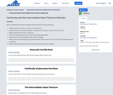 Calculus I Course Content, Continuity and the Intermediate Value Theorem, Continuity and the Intermediate Value Theorem Modules