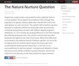 The Nature-Nurture Question