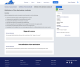 Calculus I Course Content, Definition of the derivative, Definition of the derivative modules