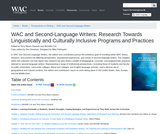 WAC and Second-Language Writers: Research Towards Linguistically and Culturally Inclusive Programs and Practices