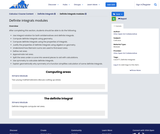 Calculus I Course Content, Definite integrals, Definite integrals modules