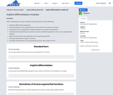 Calculus I Course Content, Implicit differentiation, Implicit differentiation modules