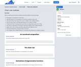 Calculus I Course Content, Chain rule, Chain rule modules